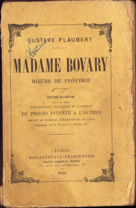 HST C3870N Madame Bovary par Gustave Flaubert 1926 edition definitive