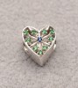 Talisman din argint Green &amp; Blue Heart CHA1095, Argintboutique