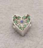 Talisman din argint Green &amp; Blue Heart CHA1095