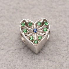 Talisman din argint Green & Blue Heart CHA1095