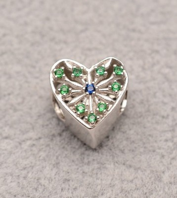 Talisman din argint Green &amp;amp; Blue Heart CHA1095 foto