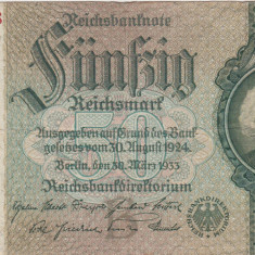 GERMANIA 50 Reichsmark MARCI 1933 F