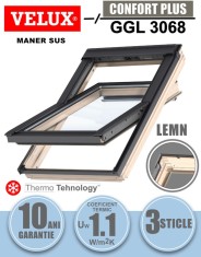 Fereastra mansarda VELUX GGL 3068, lemn de pin, 3 sticle, maner sus