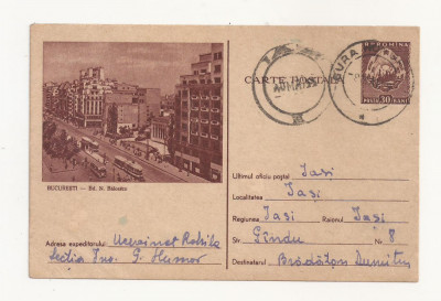 RF25 -Carte Postala- Bucuresti, Bd. N. Balcescu, circulata 1955 foto