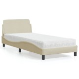 vidaXL Pat cu saltea, crem, 80x200 cm, textil