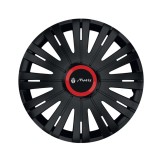 Set 4 Capace Roti pentru Ford, model Active Black Cu Inel Rosu