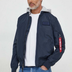 Alpha Industries geaca MA-1 TT Hood barbati, culoarea albastru marin, de tranzitie