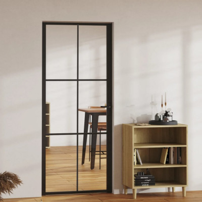 vidaXL Ușă de interior, negru, 83x201,5 cm, sticlă ESG și aluminiu foto