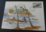 Moneda 5 cents 1985 - Tuvalu, in plic de prezentare