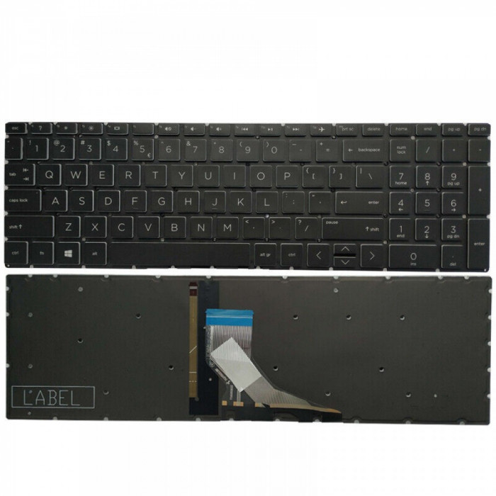 Tastatura Laptop, HP, Pavilion 15-DK, 15T-DK, TPN-C141, iluminata, neagra, layout US