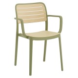 Cumpara ieftin Scaun Mobikon Kardos Plastic Verde Bej 56.5x53x81 cm Sarcina 100 kg Interior Exterior Stivuibil