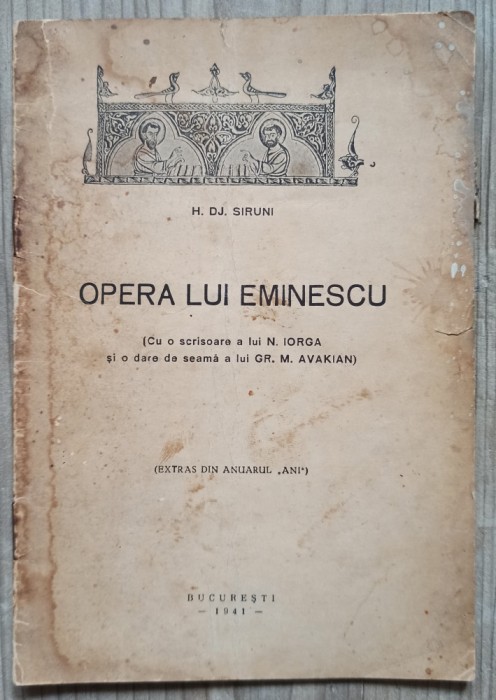 Opera lui Eminescu - H. Dj. Siruni// 1941