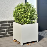 Set 2 Jardiniere Gradina vidaXL, Otel Alb 40x40x40 cm, Ghivece Moderne pentru Plante, Interior/Exterior, Decor Gradina, Balcon, Terasa