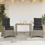 vidaXL Set mobilier de grădină cu perne, 3 piese, gri, poliratan 3212671