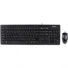 Kit Tastatura + Mouse A4Tech KRS-8372, Wired, USB, Taste Numerice, Senzor Optic, 3 Butoane, Scroll, Negru