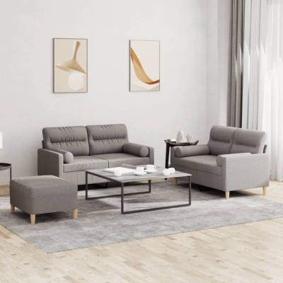 vidaXL Set de canapele cu perne, 3 piese, gri taupe, textil 3201599 foto