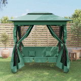 VidaXL Pavilion de grădină &amp; balansoar convertibil verde textil &amp; oțel