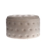 Taburet rotund gri din catifea cu spatiu de depozitare 68 cm