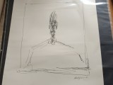 Cumpara ieftin ALBERTO GIACOMETTI, LITOGRAFIE ALB-NEGRU ORIGINALA SERIA &quot;PORTET/ BUST&quot; SEMNATA IN PLACA, STAMPILATA PE VERSO DE EDITOR