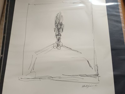 ALBERTO GIACOMETTI, LITOGRAFIE ALB-NEGRU ORIGINALA SERIA &amp;quot;PORTET/ BUST&amp;quot; SEMNATA IN PLACA, STAMPILATA PE VERSO DE EDITOR foto