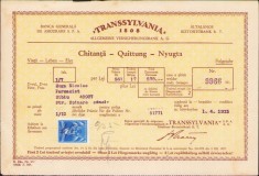 A996 Chitanță Banca Generală de Asigurare Transsylvania, 1935
