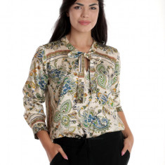 Bluza Dama cu Funda Subtire, Satin Imprimat, Multicolor - XL