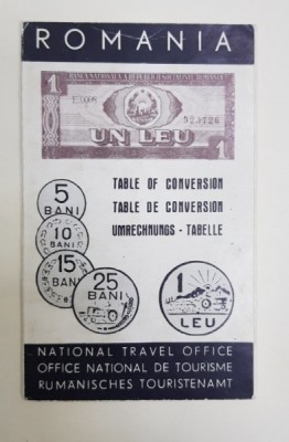 TABEL DE CONVERSIUNE LEU ROMANESC - VALUTE STRAINE , ANII &amp;#039;70 foto