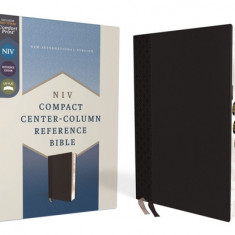 Niv, Compact Center-Column Reference Bible, Leathersoft, Black, Red Letter, Thumb Indexed, Comfort Print