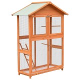 Cumpara ieftin Colivie de pasari, 125,5x59,5x164 cm, lemn masiv de pin si brad