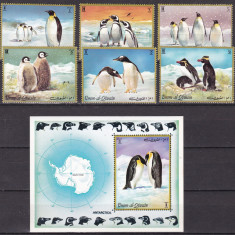 Umm Al Qiwain 1972 fauna pinguini MI 630-635 + bl.51 MNH