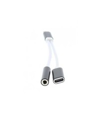 Adaptor USB Type C tata - jack 3.5 mm mama si USB Type C mama 13cm foto