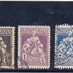 ROMANIA 1921 ASISTENTA SOCIALA TIMBRE DE AJUTOR 5 TIMBRE STAMPILATE