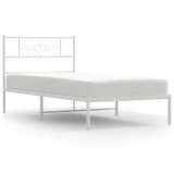 Cumpara ieftin Cadru de pat din metal cu tablie, alb, 100x200 cm
