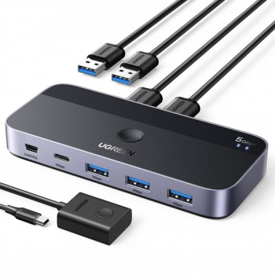 Hub USB UGREEN CM662, 3 x USB-A 3.0 - 1 x USB-C - 1 x miniUSB, Negru foto
