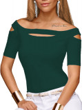 Oco Femei &#039;80 Off Shoulder Topuri M&acirc;necă scurtă Casual Loose Fit Bluză tricou