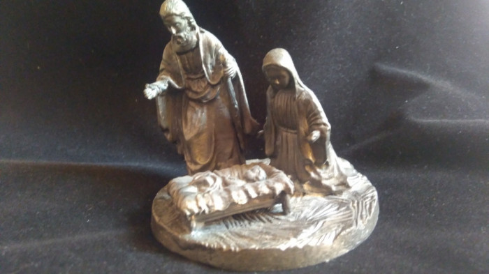 Ansamblu biblic Iosif / Maria și Isus,facut in cositor