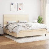 Cumpara ieftin Pat box spring cu saltea, crem, 200x200 cm, textil