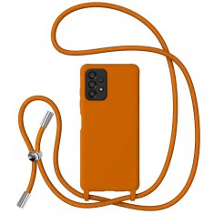 Lemontti Husa Silicon cu Snur Samsung Galaxy A33 5G Portocaliu (protectie 360&deg;, material fin, captusit cu microfibra)