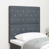 VidaXL Tăblia de Pat Gri &Icirc;nchis din Catifea cu Buton de Cristal, 80 cm