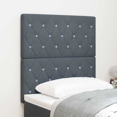 vidaXL Tăblie LED cu lumini cu bandă LED Gri &amp;icirc;nchis 80 cm Catifea 3338343 foto