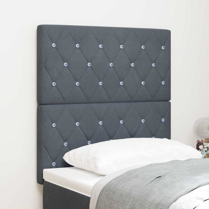 vidaXL Tăblie LED cu lumini cu bandă LED Gri &icirc;nchis 80 cm Catifea 3338343