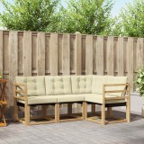 vidaXL Set de canapele de exterior cu pernă 4 pcs Alb și crem 3389416