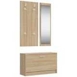 Cumpara ieftin Set pantofi 3 in 1, lemn stratificat, stejar Sonoma