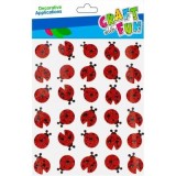 Forme decorative - hartie gumata autoadeziva - buburuze, rosu, set 30 buc, Craft with Fun, 501870