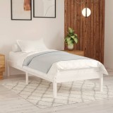 Cadru de pat single, alb, 90x190 cm, lemn masiv