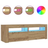 Cumpara ieftin Noptiere cu lumini LED, 2 buc.,Stejar artizanal, 60x35x40 cm