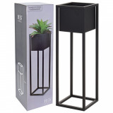 H&amp;S Collection Ghiveci de flori cu suport, negru, 70 cm, metal GartenMobel Dekor