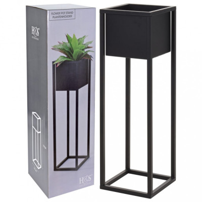 H&amp;amp;S Collection Ghiveci de flori cu suport, negru, 70 cm, metal GartenMobel Dekor foto