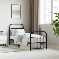 vidaXL Cadru pat metalic cu tăblii de cap/picioare, negru, 75x190 cm 352586