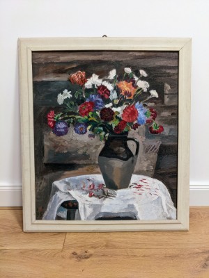 Tablou &amp;ldquo;Flori de toamna&amp;rdquo;, Stefan Pristavu (UAP), 60x52 cm, Ulei pe texo foto